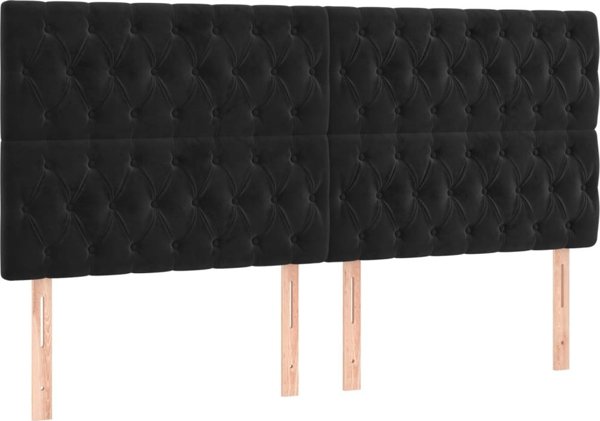 vidaXL Μαύρο Κρεβάτι Continental με Στρώμα, 180x200 cm, Βελούδινο