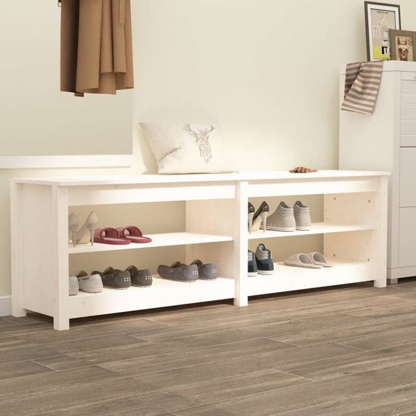 vidaXL Szafka na buty, λευκή, 160x36,5x50 εκ, μασίφ ξύλο πεύκου