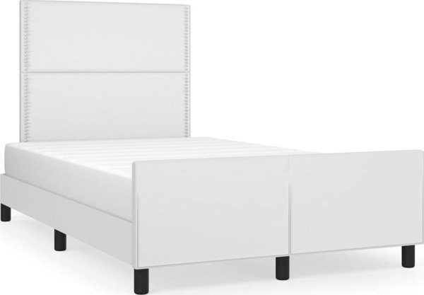 vidaXL Rama κρεβατιού με κεφαλάρι, λευκό, 120x200cm, συνθετικό δέρμα