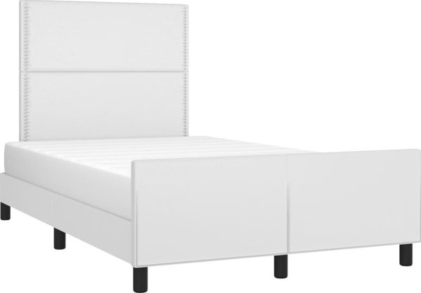 vidaXL Rama κρεβατιού με κεφαλάρι, λευκό, 120x200cm, συνθετικό δέρμα