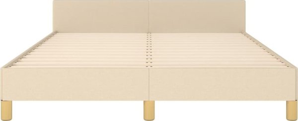 vidaXL Σκελετός κρεβατιού με κεφαλάρι, κρεμ, 140x190 εκ., επενδεδυμένος με ύφασμα