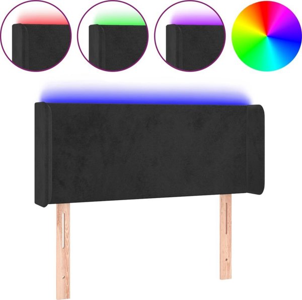 vidaXL Zaglowek do lietka me LED, czarny, 93x16x78/88 cm, aksamit