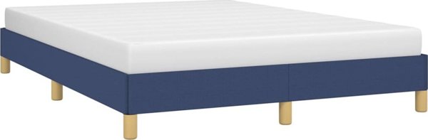 vidaXL Rama κρεβατιού, μπλε, 140x190 εκ., επενδυμένη με ύφασμα