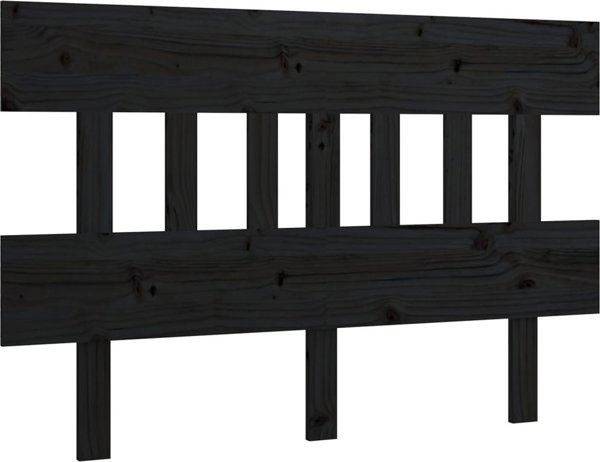 vidaXL Κεφαλάρι Κρεβατιού, Μαύρο, 123,5x3x81 εκ, Μασίφ Πεύκο