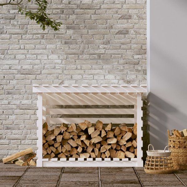 vidaXL Σταντ ξύλου, λευκό, 108x73x79 εκ., από μασίφ πεύκο