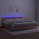 vidaXL Κρεβάτι Κοντινεντάλ με Στρώμα και LED, Ροζ Βελούδο, 200x200 εκ