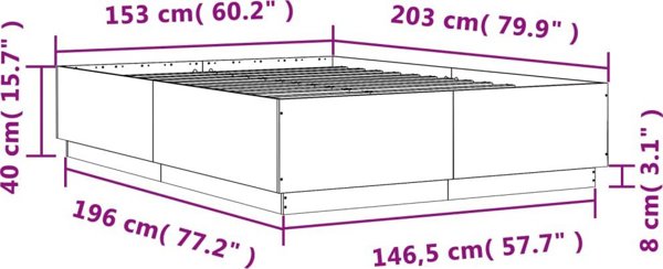 vidaXL Πλαίσιο κρεβατιού γκρι τσιμέντο 150x200 cm