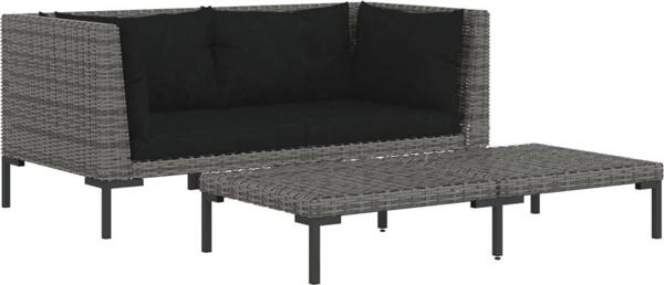 vidaXL vidaXL 3-cz. ogrodowy zestaw wypoczynkowy, ciemnoszary rattan PE