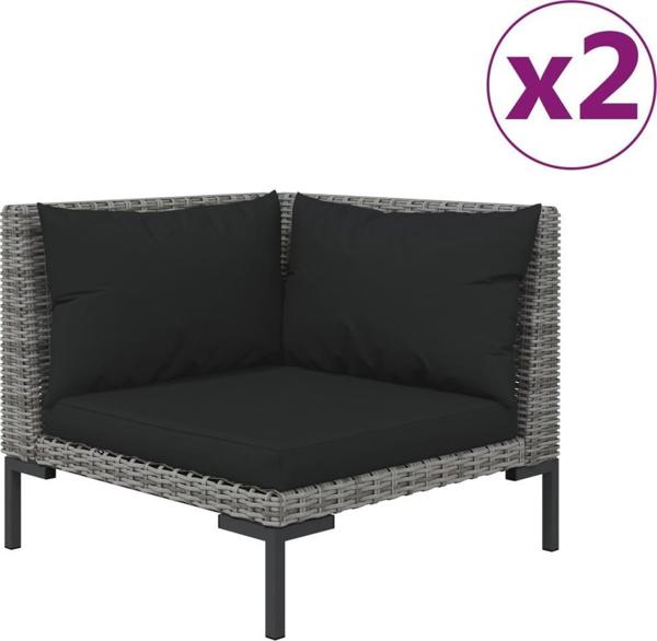 vidaXL vidaXL 3-cz. ogrodowy zestaw wypoczynkowy, ciemnoszary rattan PE