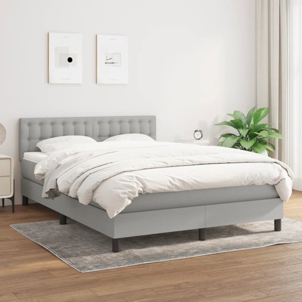vidaXL Λύση κρεβατιού με στρώμα, φωτεινό γκρι 140x200 εκ, ύφασμα