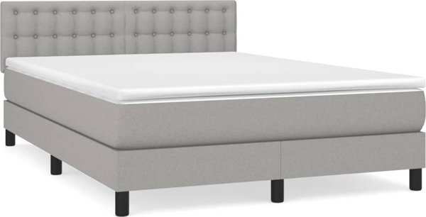 vidaXL Λύση κρεβατιού με στρώμα, φωτεινό γκρι 140x200 εκ, ύφασμα