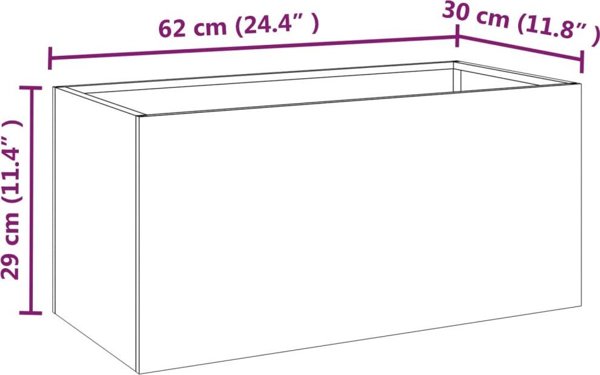 vidaXL Donica, szara, 62x30x29 cm, stal kortenowska