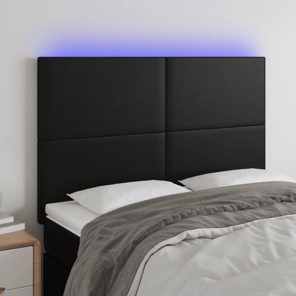 vidaXL Κεφαλάρι για κρεβάτι μαύρο 144x5x118/128 εκ. συνθετικό δέρμα