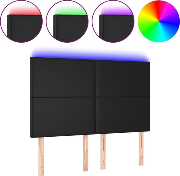 vidaXL Κεφαλάρι για κρεβάτι μαύρο 144x5x118/128 εκ. συνθετικό δέρμα