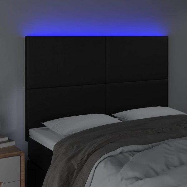 vidaXL Κεφαλάρι για κρεβάτι μαύρο 144x5x118/128 εκ. συνθετικό δέρμα