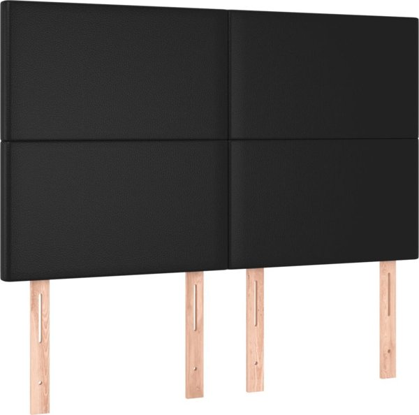 vidaXL Κεφαλάρι για κρεβάτι μαύρο 144x5x118/128 εκ. συνθετικό δέρμα