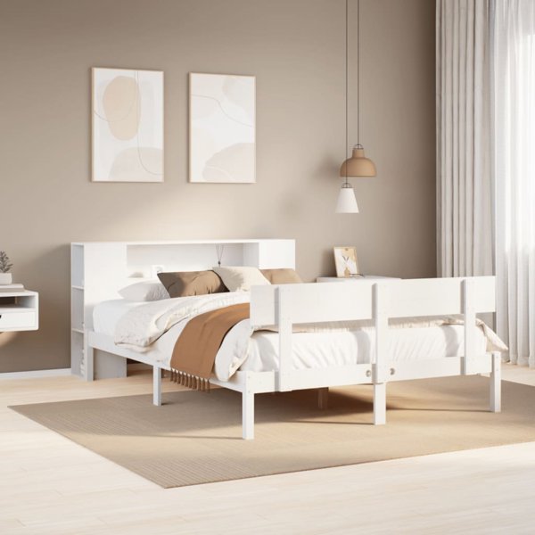 vidaXL Κρεβάτι με Ράφια χωρίς Στρώμα Λευκό 150x200 cm από Πευκο