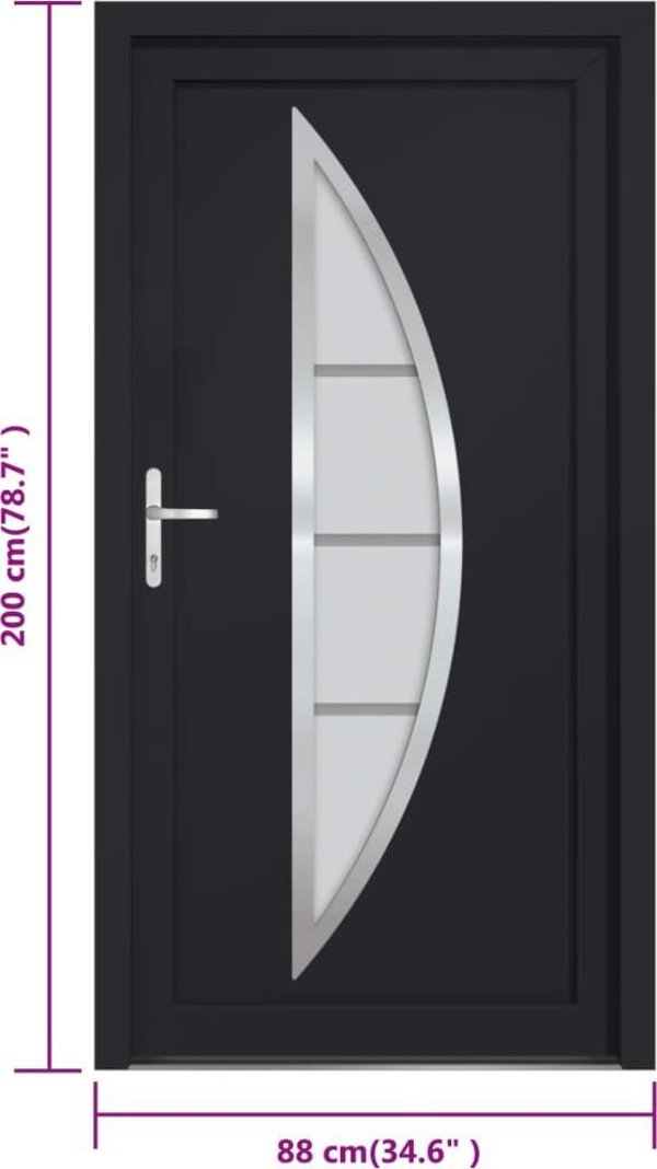 vidaXL Εξωτερική πόρτα, ανθρακί, 88x200 cm, PVC