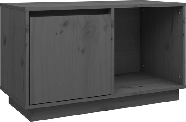 vidaXL vidaXL Szafka pod TV, szara, 74x35x44 cm, lite drewno sosnowe
