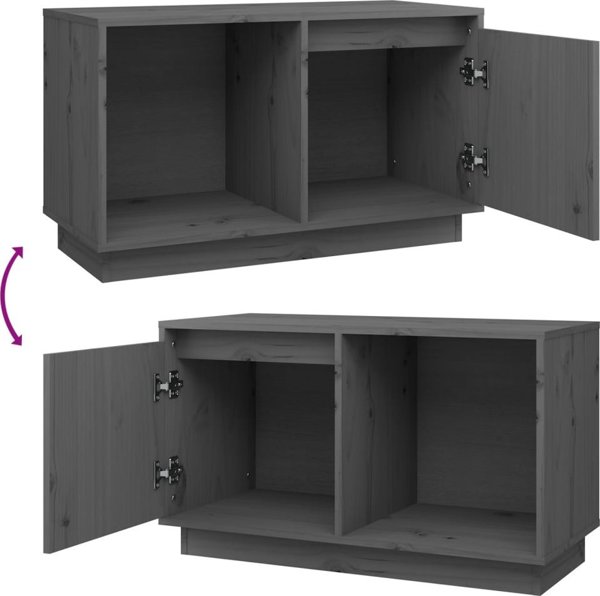 vidaXL vidaXL Szafka pod TV, szara, 74x35x44 cm, lite drewno sosnowe