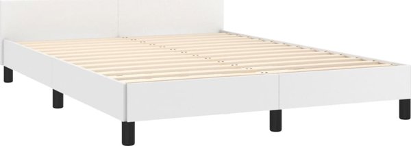 vidaXL Rama κρεβατιού με κεφαλάρι, λευκό, 140x190εκ, επενδεδυμένο με συνθετικό δέρμα