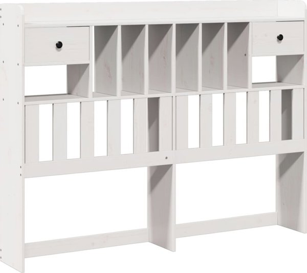 vidaXL Wezglowie do lozka, z polkami, biale, 140 cm, drewno sosnowe