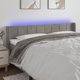 Κεφαλάρι κρεβατιού με LED, ανοιχτό γκρι, 203x16x78/88 cm, βελούδο
