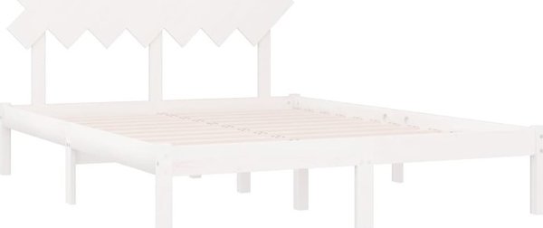 vidaXL Λευκός σκελετός κρεβατιού, 140x190 cm, μασίφ ξύλο