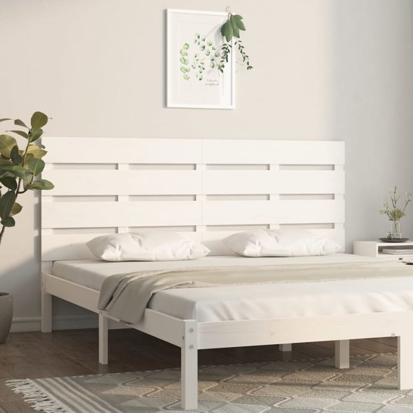 vidaXL Κεφαλάρι κρεβατιού, λευκό, 120x3x80 εκ., μασίφ πεύκο