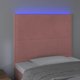 vidaXL Κεφαλάρι κρεβατιού με LED, ροζ, 90x5x118/128 cm, βελούδο