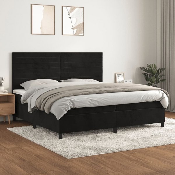 vidaXL Kρεβάτι kontynentalne με στρώμα, μαύρο, ακαμίσιο, 200x200 cm