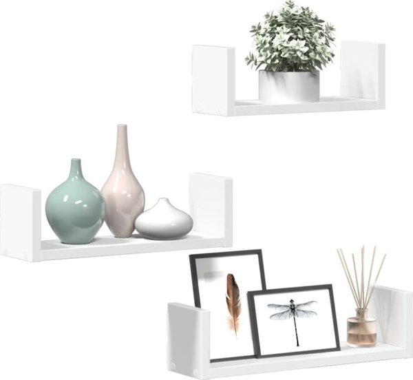vidaXL Polki scienne, 3 szt., biale, material drewnopochodny