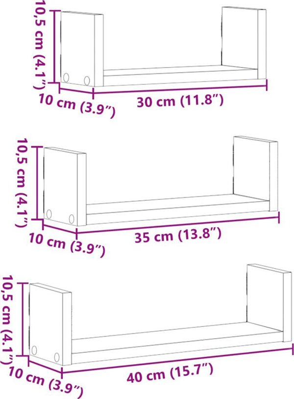 vidaXL Polki scienne, 3 szt., biale, material drewnopochodny