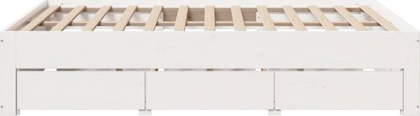 vidaXL Κρεβάτι χωρίς στρώμα με συρτάρια, λευκό, 160x200 εκ, πεύκο