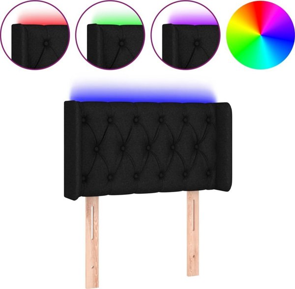 vidaXL προσκέφαλο κρεβατιού με LED, μαύρο, 83x16x78/88 εκ., ύφασμα