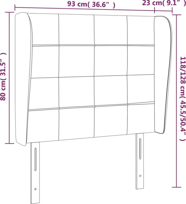 vidaXL Κεφαλάρι τύπου ουσακ, μαύρο, 93x23x118/128 cm, ύφασμα
