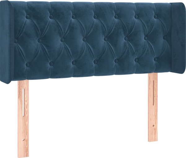 vidaXL Κεφαλάρι κρεβατιού με LED, σκούρο μπλε, 93x16x78/88 cm, βελούδο