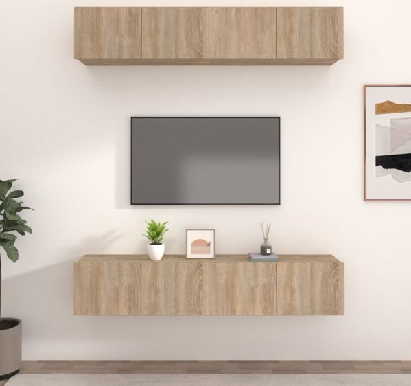 vidaXL Έπιπλα τηλεόρασης, σετ 4 τεμ., δρυς σονόμα, 80x30x30 cm