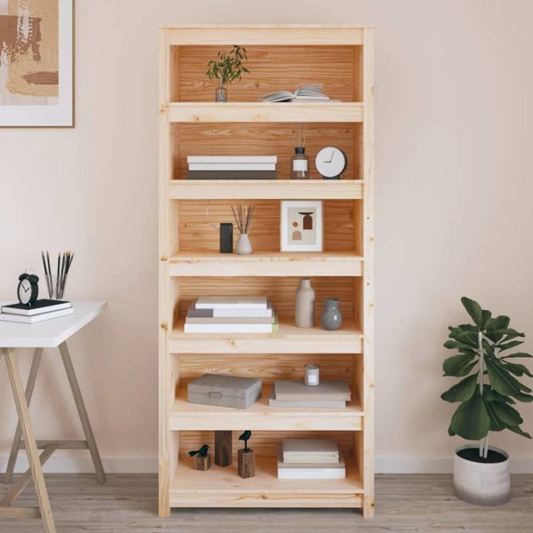 vidaXL Ραφιέρα βιβλίων, 80x35x183 εκ., από συμπαγές πεύκο
