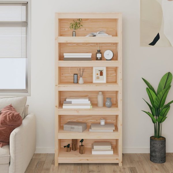 vidaXL Ραφιέρα βιβλίων, 80x35x183 εκ., από συμπαγές πεύκο