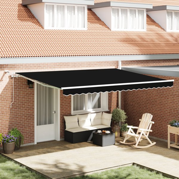 vidaXL Automatyczna Markiza chowana z LED w czarnym kolorze 450x300 cm