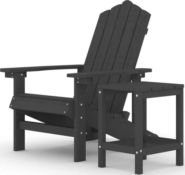 vidaXL Κήπου καρέκλα Adirondack με τραπέζι, HDPE, ανθρακί χρώμα