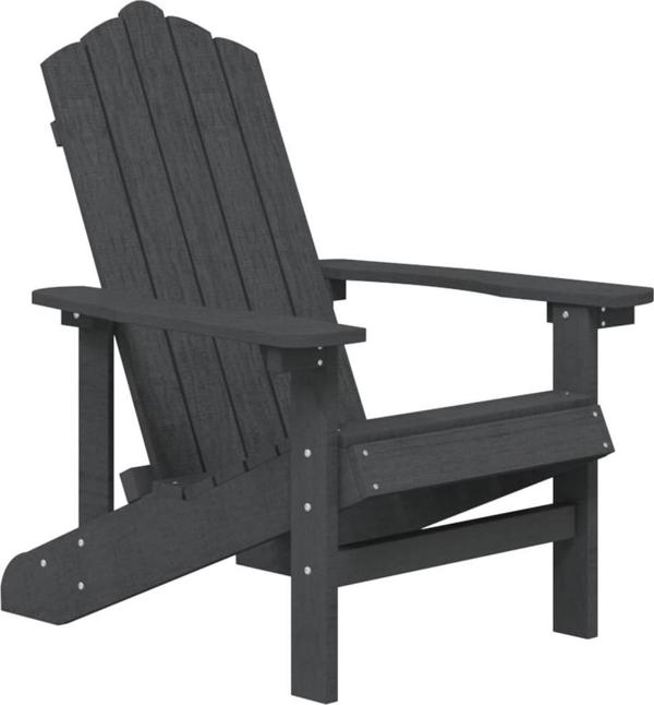 vidaXL Κήπου καρέκλα Adirondack με τραπέζι, HDPE, ανθρακί χρώμα