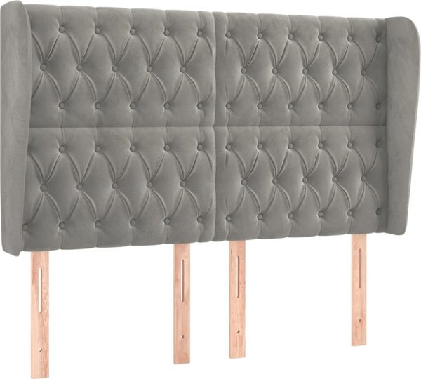 vidaXL Zaglowek Uszak, Ανοιχτό Γκρι, 163x23x118/128 cm, Βελούδο