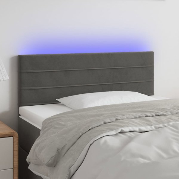 vidaXL Κεφαλάρι κρεβατιού με φωτισμό LED, σκούρο γκρι, 80x5x78/88 εκ., βελούδο