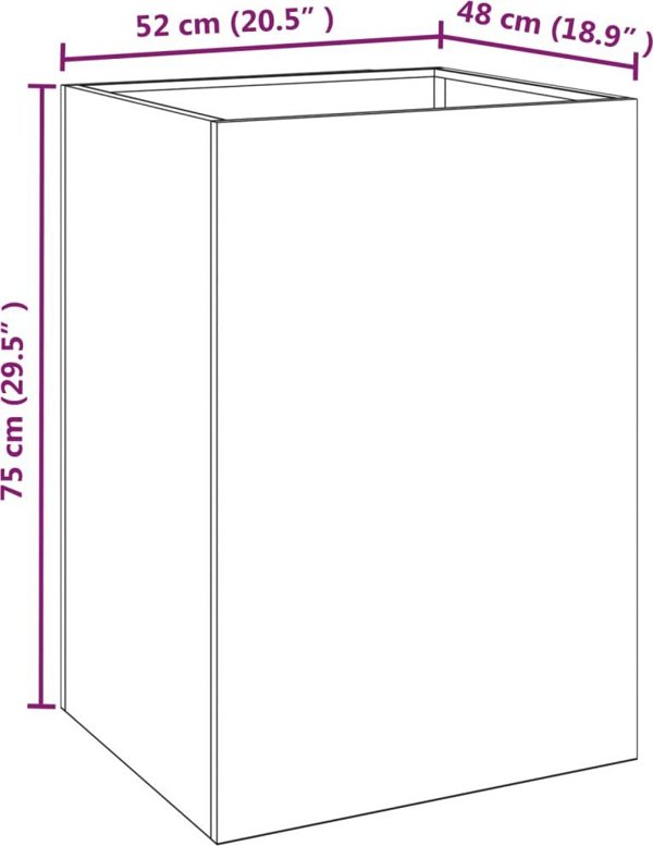 vidaXL Donica, szara, 52x48x75 cm, stal kortenowska