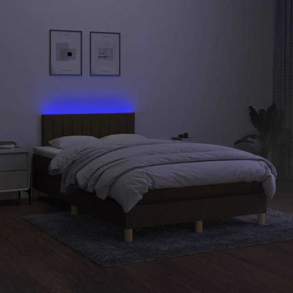 vidaXL Κρεβάτι Κοντινενταλ με Στρώμα, Καφέ, 120x200 εκ, Υφασμάτινο