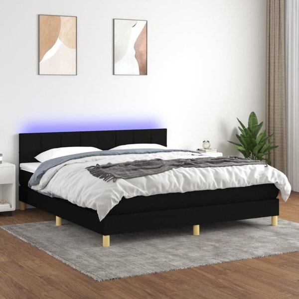 vidaXL Λουτζκό κοντινεντάλ με στρώμα, μαύρο, 160x200 cm, ύφασμα