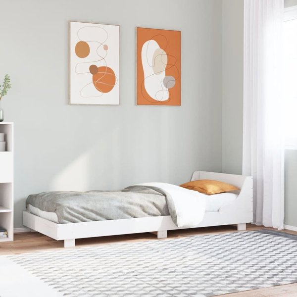 vidaXL Rama lozka bez materaca, biala, 75x190 cm, lite drewno sosnowe