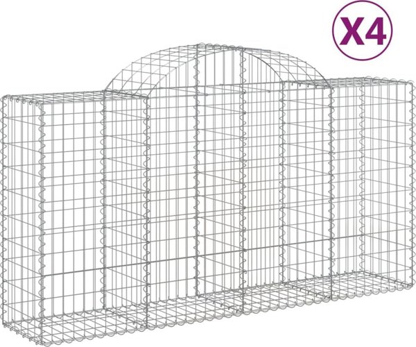 vidaXL Kosze gabionowe, 4 szt, 200x50x100/120 cm, galwanizowane zelazo